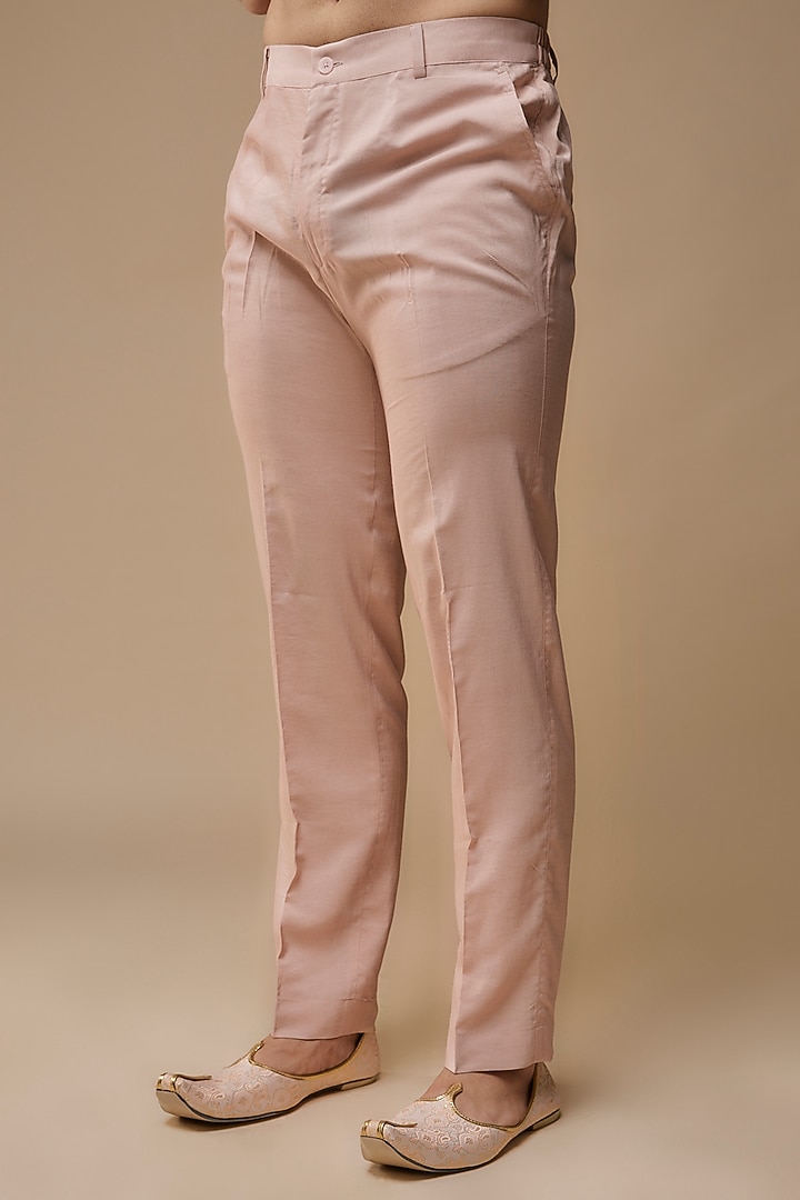 Light Pink Raw Silk Hand Embroidered Groom Sherwani Set by Amaare at Pernia's Pop Up Shop