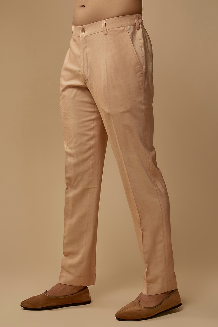 Peach Raw Silk Dabka Embroidered Groom Sherwani Set by Amaare at Pernia's Pop Up Shop