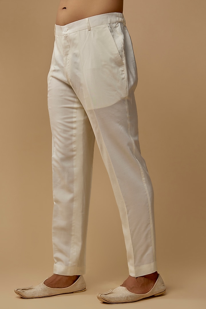 Ivory Raw Silk Dabka Embroidered Groom Sherwani Set by Amaare at Pernia's Pop Up Shop
