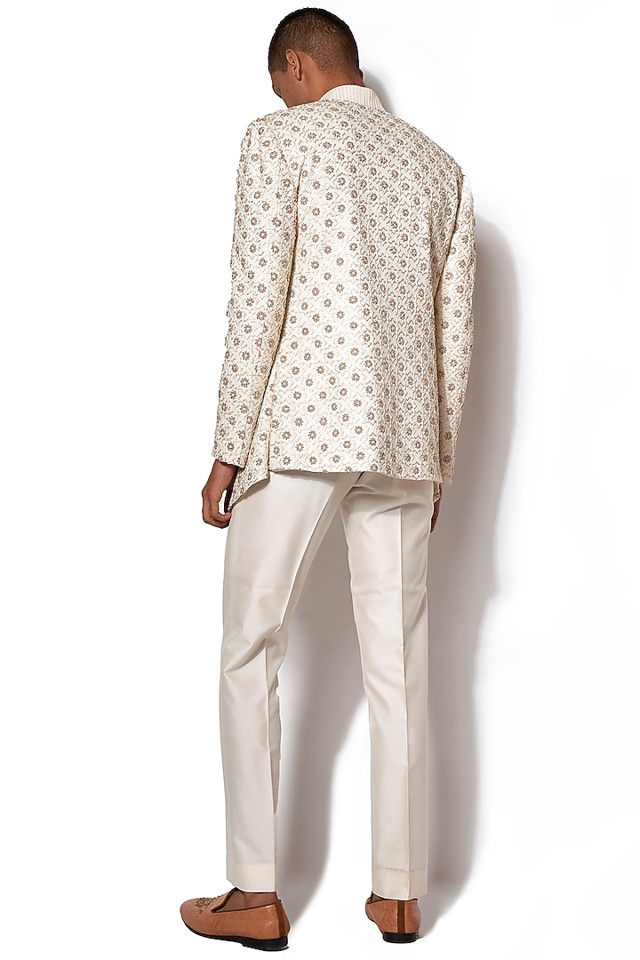 Ivory Embroidered Groom Bandhgala Jacket With Pants by Amaare at Pernia's Pop Up Shop