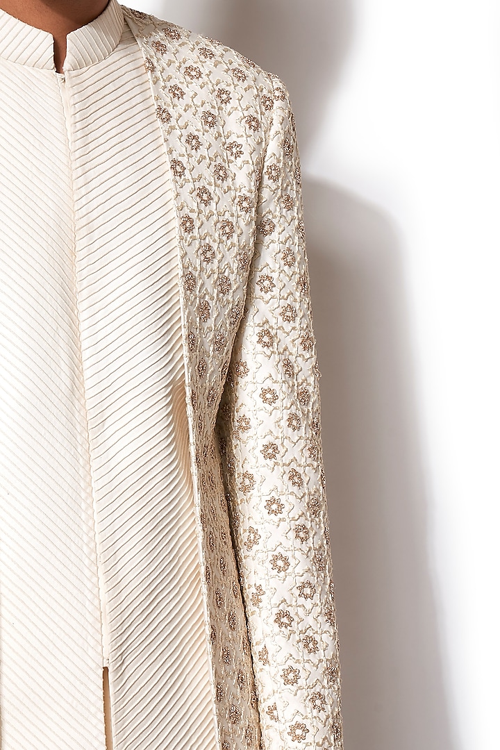 Ivory Embroidered Groom Bandhgala Jacket With Pants by Amaare at Pernia's Pop Up Shop