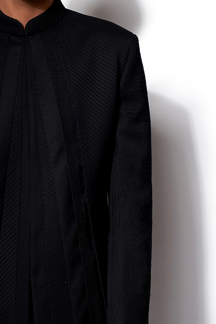 Black High-Low Jacket With Pants by Amaare at Pernia's Pop Up Shop
