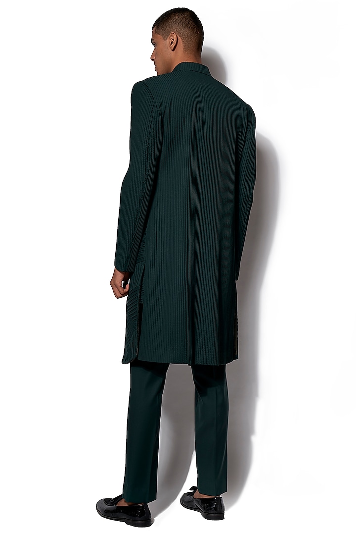 Forest Green Asymmetric Jacket With Pants by Amaare at Pernia's Pop Up Shop