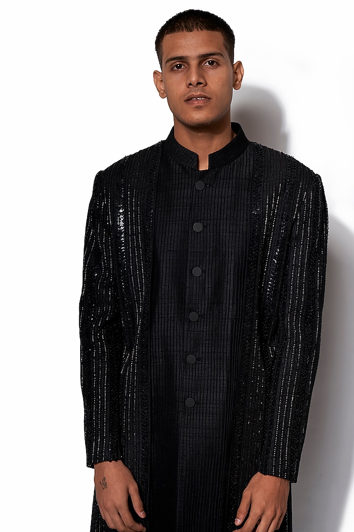 Black Sequins Jacket With Pants by Amaare at Pernia's Pop Up Shop