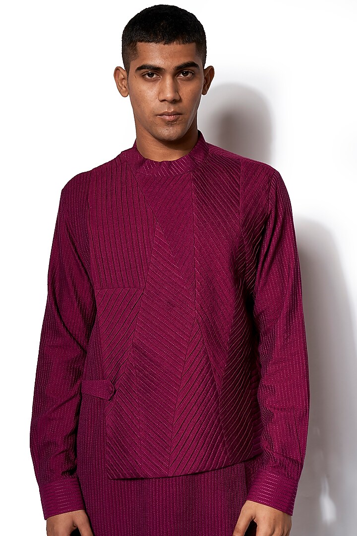 Dark Pink Asymmetric Kurta Set by Amaare at Pernia's Pop Up Shop