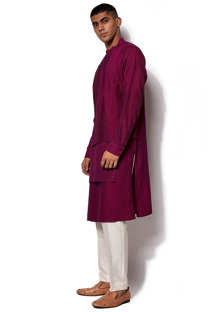 Dark Pink Asymmetric Kurta Set by Amaare at Pernia's Pop Up Shop