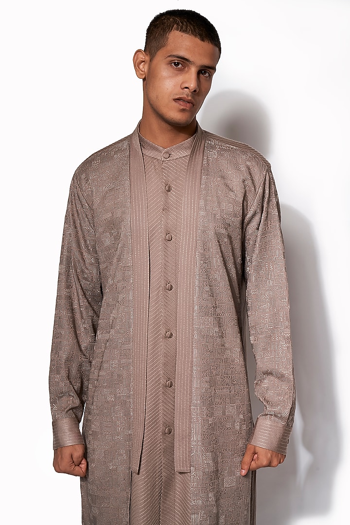 Mouse Grey Embroidered Kurta Set by Amaare at Pernia's Pop Up Shop