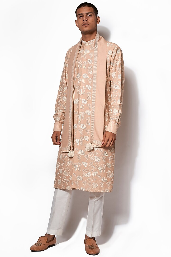 Beige Embroidered Kurta Set by Amaare at Pernia's Pop Up Shop
