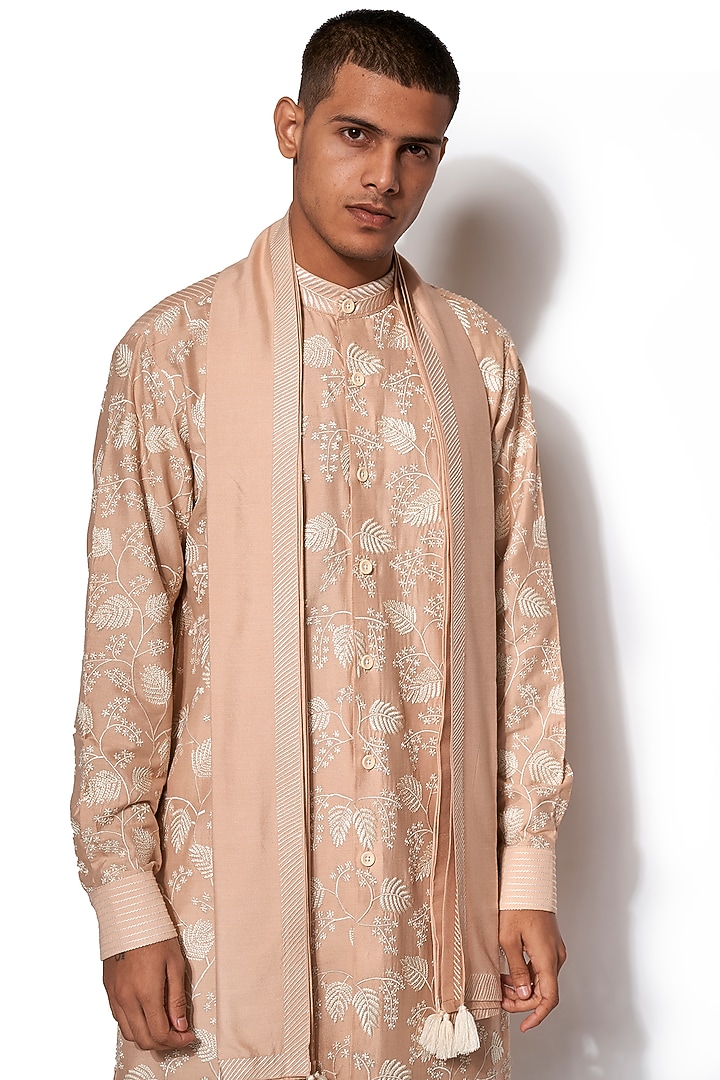 Beige Embroidered Kurta Set by Amaare at Pernia's Pop Up Shop