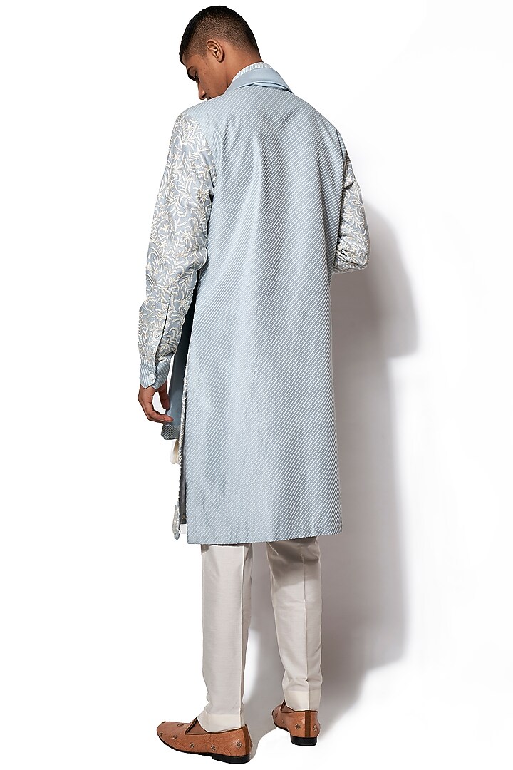 Ice Blue Embroidered Kurta Set by Amaare at Pernia's Pop Up Shop