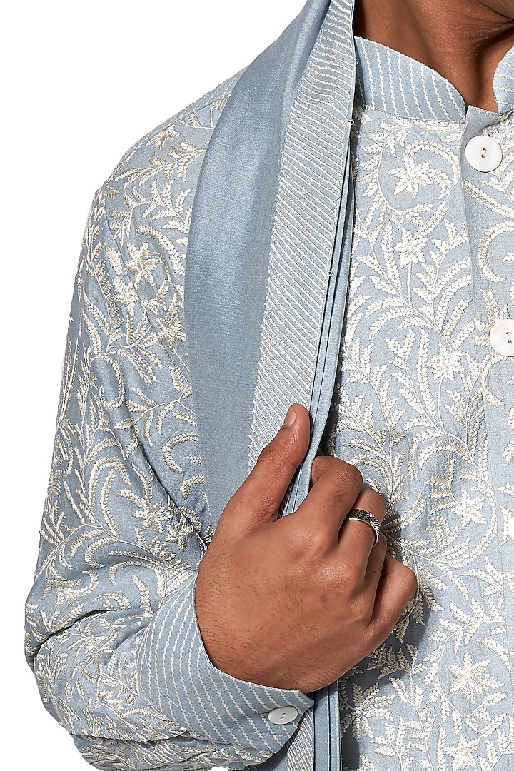 Ice Blue Embroidered Kurta Set by Amaare at Pernia's Pop Up Shop