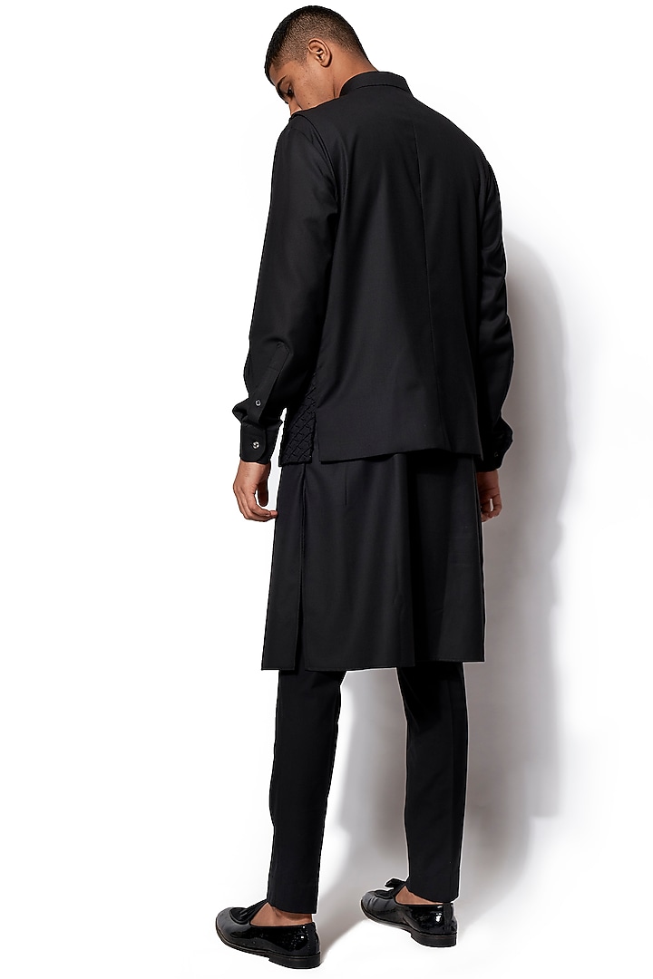 Black Kurta Set With Nehru Jacket by Amaare at Pernia's Pop Up Shop