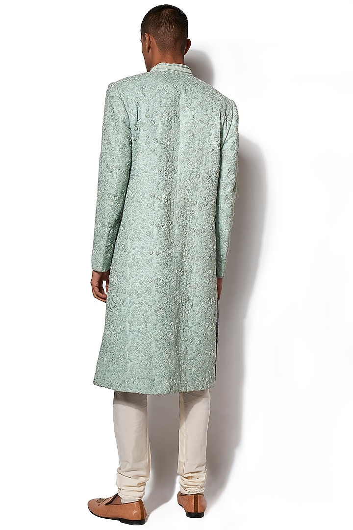 Pistachio Green Embroidered Groom Sherwani Set by Amaare at Pernia's Pop Up Shop