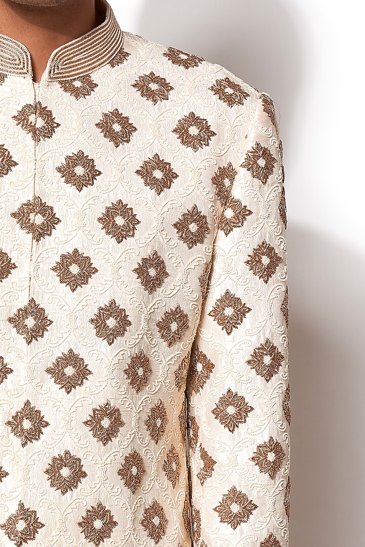 Ivory Embroidered Groom Sherwani Set by Amaare at Pernia's Pop Up Shop