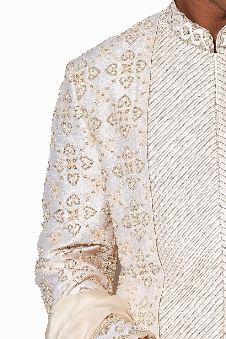 Ivory & Golden Embroidered Groom Sherwani Set by Amaare at Pernia's Pop Up Shop