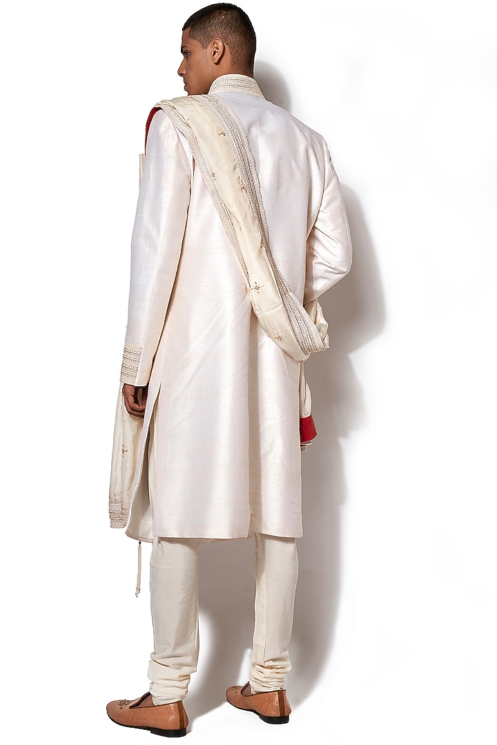 Ivory Hand Embroidered Wedding Sherwani Set by Amaare at Pernia's Pop Up Shop