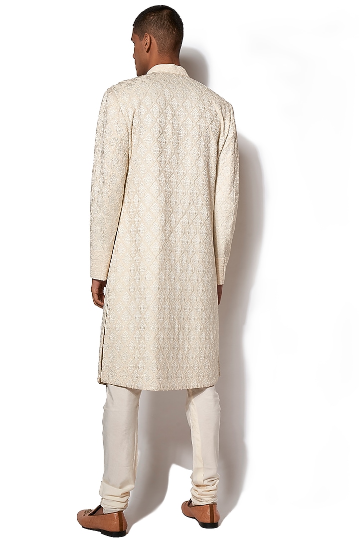 Ivory Hand Embroidered Groom Sherwani Set by Amaare at Pernia's Pop Up Shop