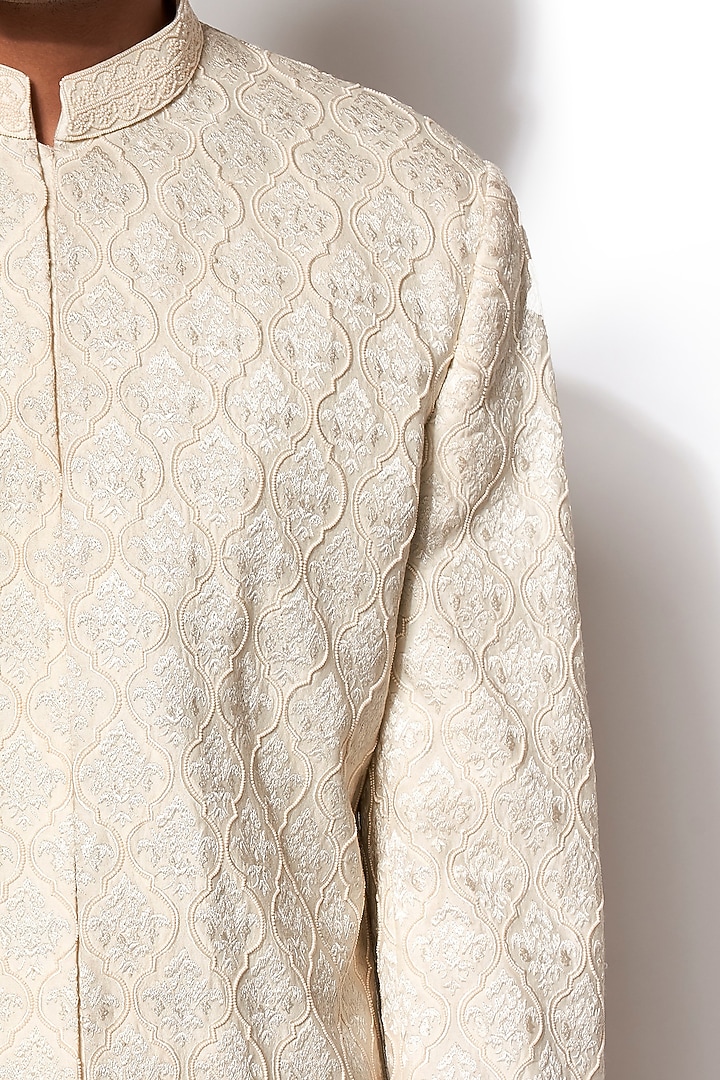 Ivory Hand Embroidered Groom Sherwani Set by Amaare at Pernia's Pop Up Shop