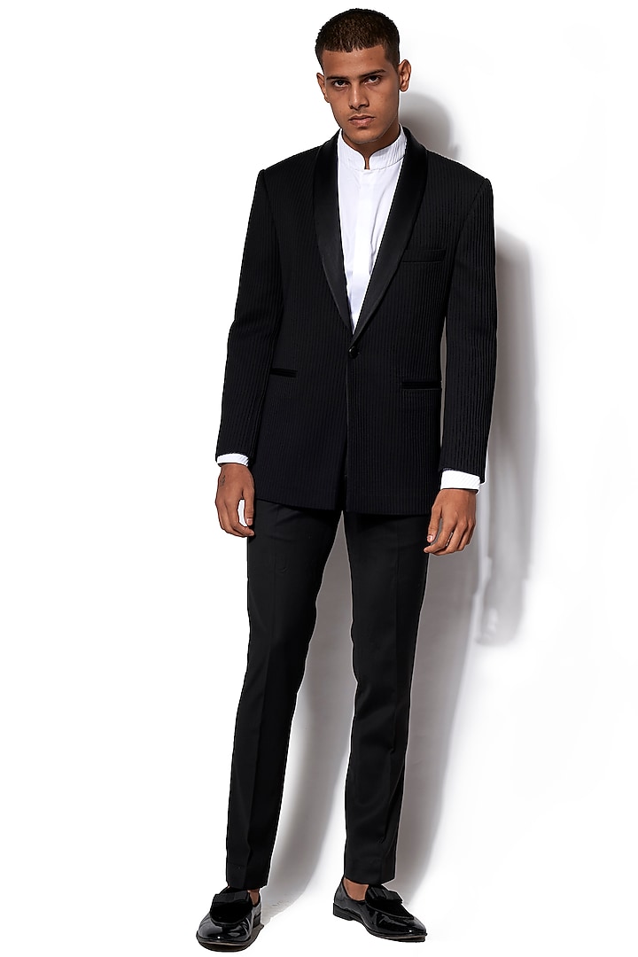 Black Pintuck Tuxedo With Pants by Amaare