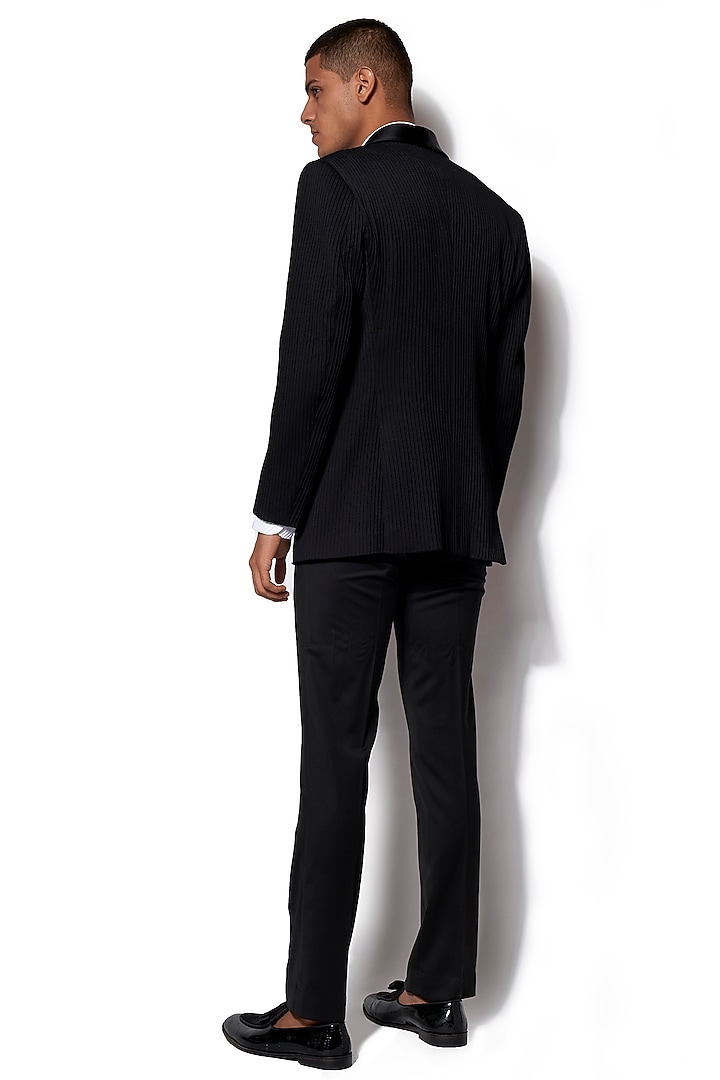 Black Pintuck Tuxedo With Pants by Amaare at Pernia's Pop Up Shop