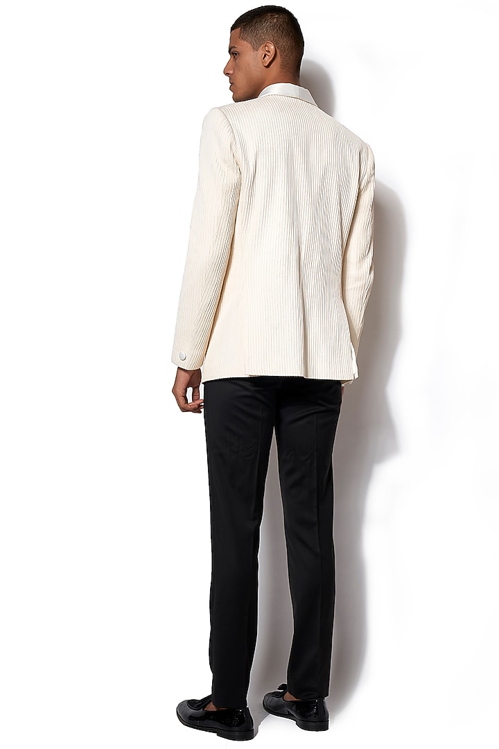 Ivory Pintuck Tuxedo With Black Pants by Amaare at Pernia's Pop Up Shop