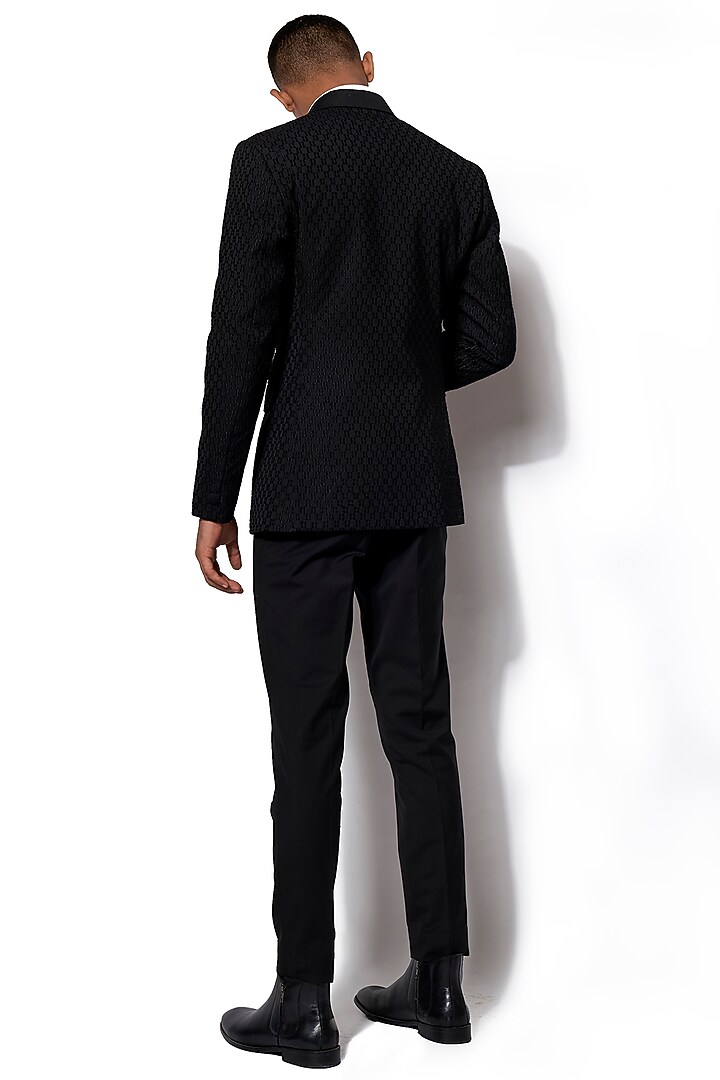 Black Peak Lapel Tuxedo With Pants by Amaare at Pernia's Pop Up Shop