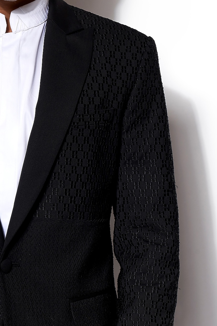 Black Peak Lapel Tuxedo With Pants by Amaare at Pernia's Pop Up Shop