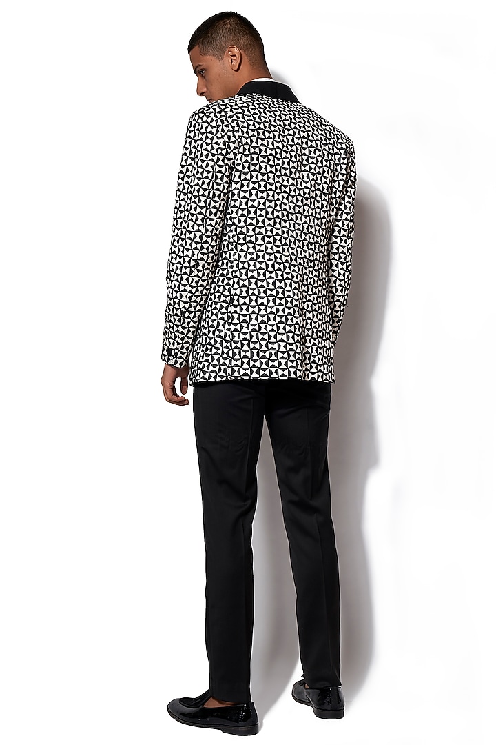 Black & White Embroidered Tuxedo With Pants by Amaare at Pernia's Pop Up Shop