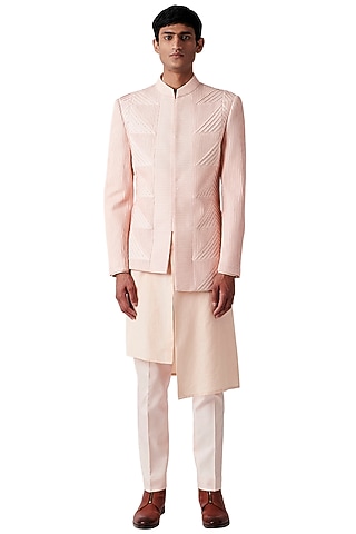 Peach Wool Jacket Set by Amaare