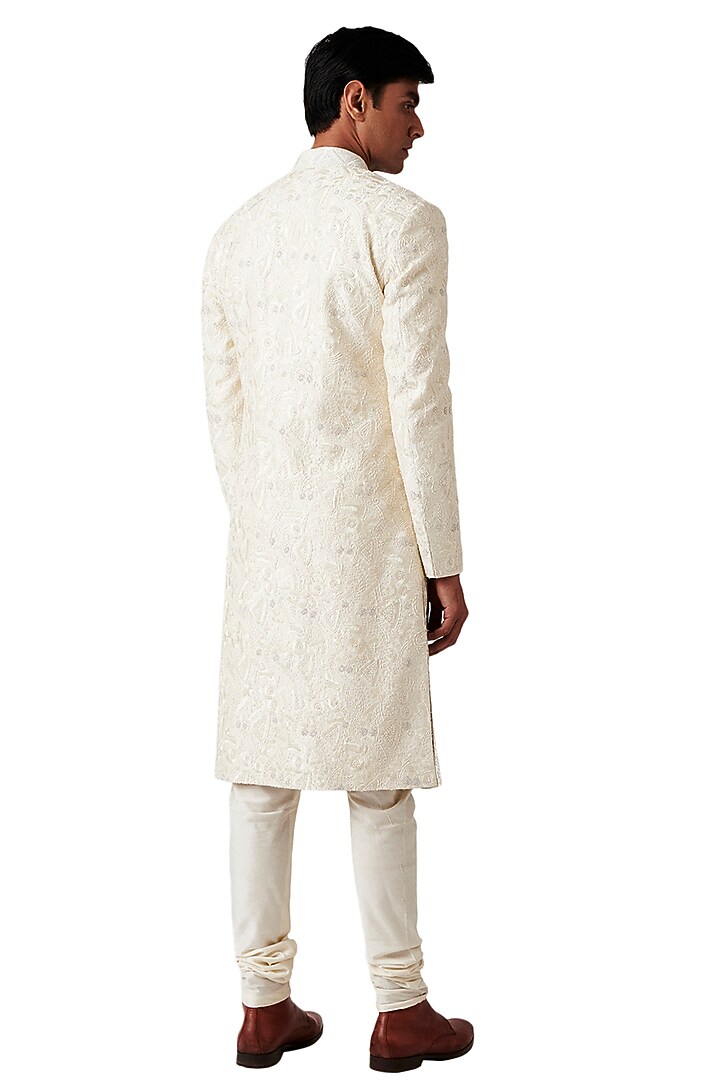 Cream Embroidered Groom Sherwani Set by Amaare at Pernia's Pop Up Shop