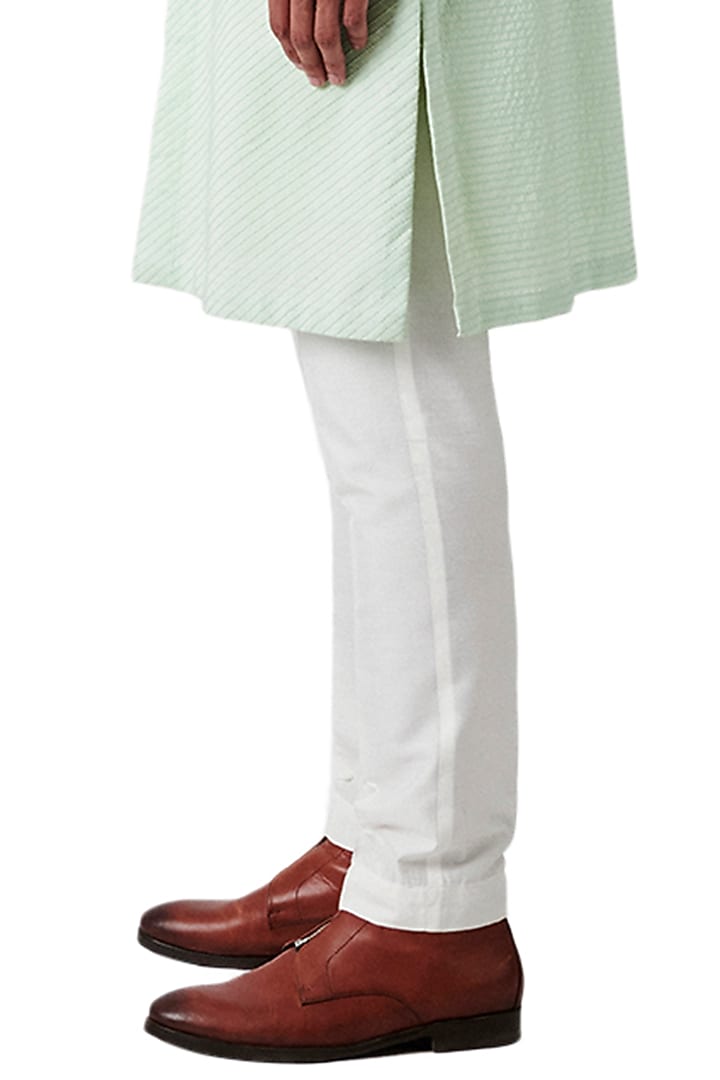 Pistachio Raw Silk Embroidered Bundi Jacket Set by Amaare at Pernia's Pop Up Shop