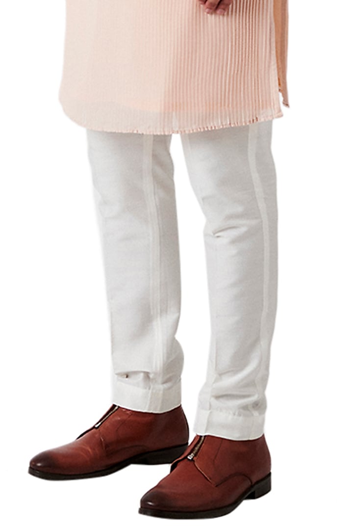Peach Raw Silk Bundi Jacket Set by Amaare at Pernia's Pop Up Shop