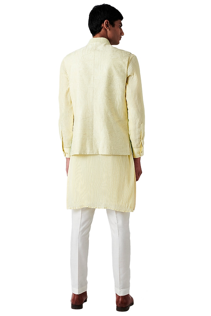Lime Raw Silk Bundi Jacket Set by Amaare at Pernia's Pop Up Shop