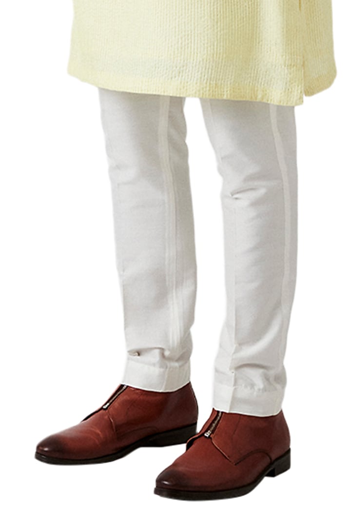 Lime Raw Silk Stripe Bundi Jacket Set by Amaare at Pernia's Pop Up Shop