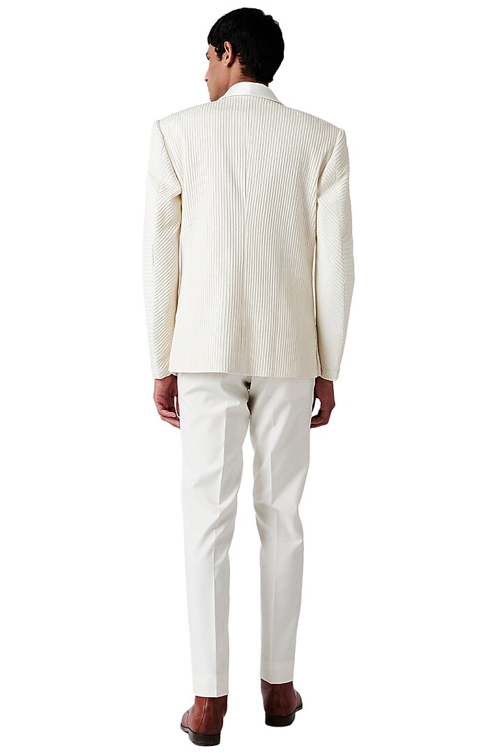 White Wool Blend Tuxedo Set by Amaare at Pernia's Pop Up Shop