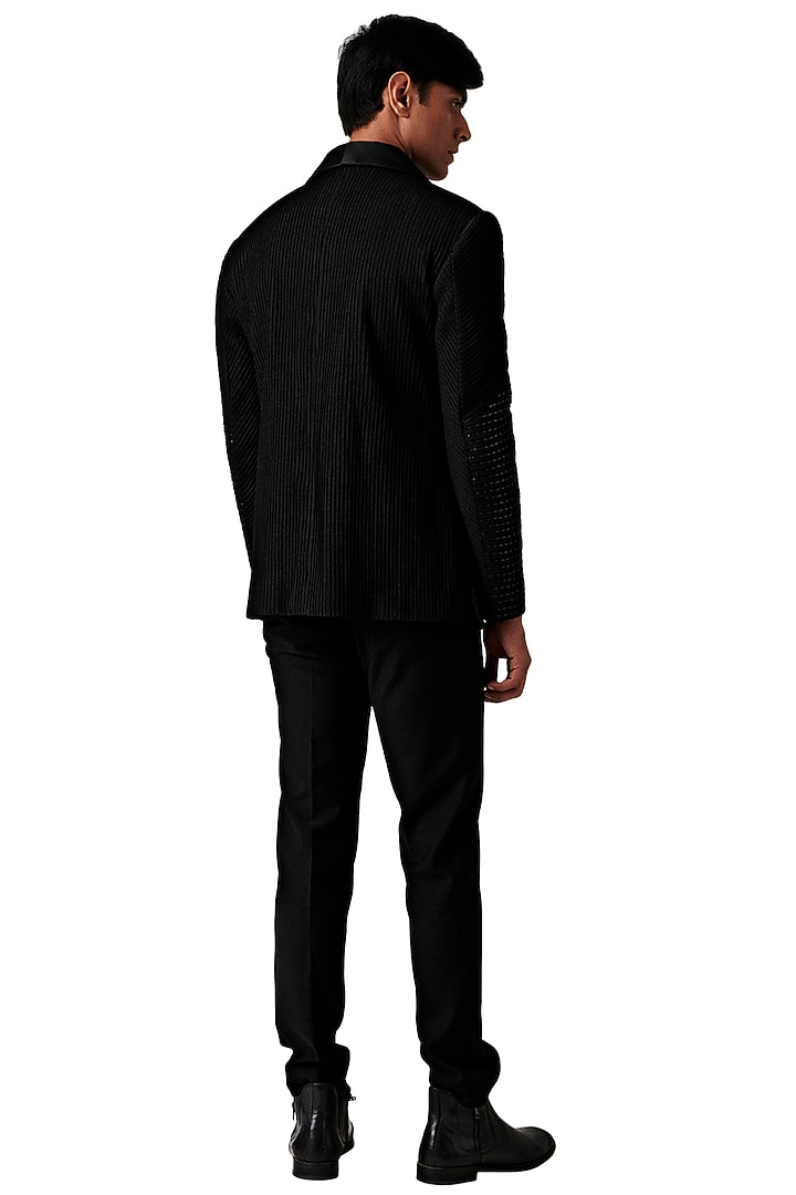 Black Wool Blend Tuxedo Set by Amaare at Pernia's Pop Up Shop