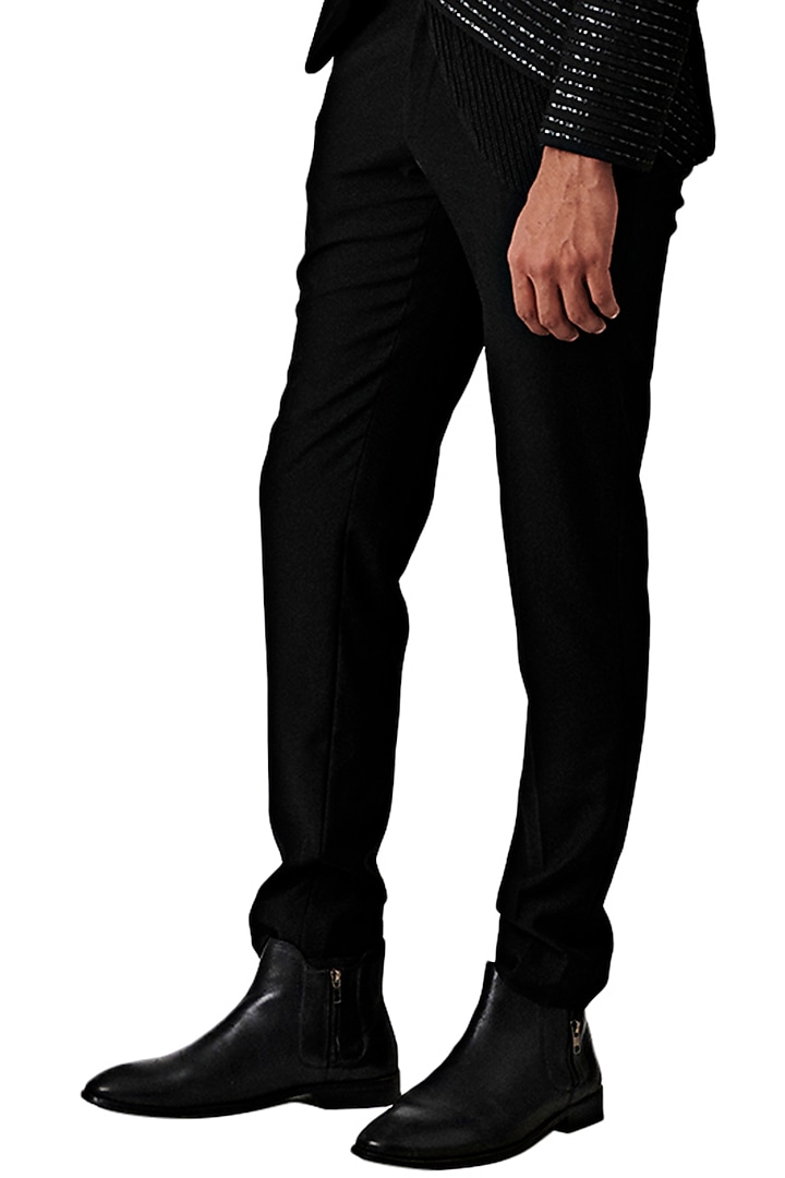 Black Wool Blend Tuxedo Set by Amaare at Pernia's Pop Up Shop