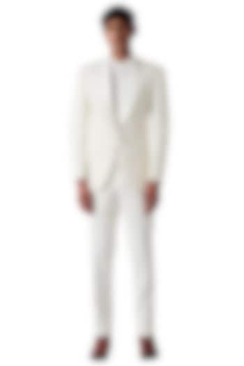 White Wool Blend Tuxedo Set by Amaare