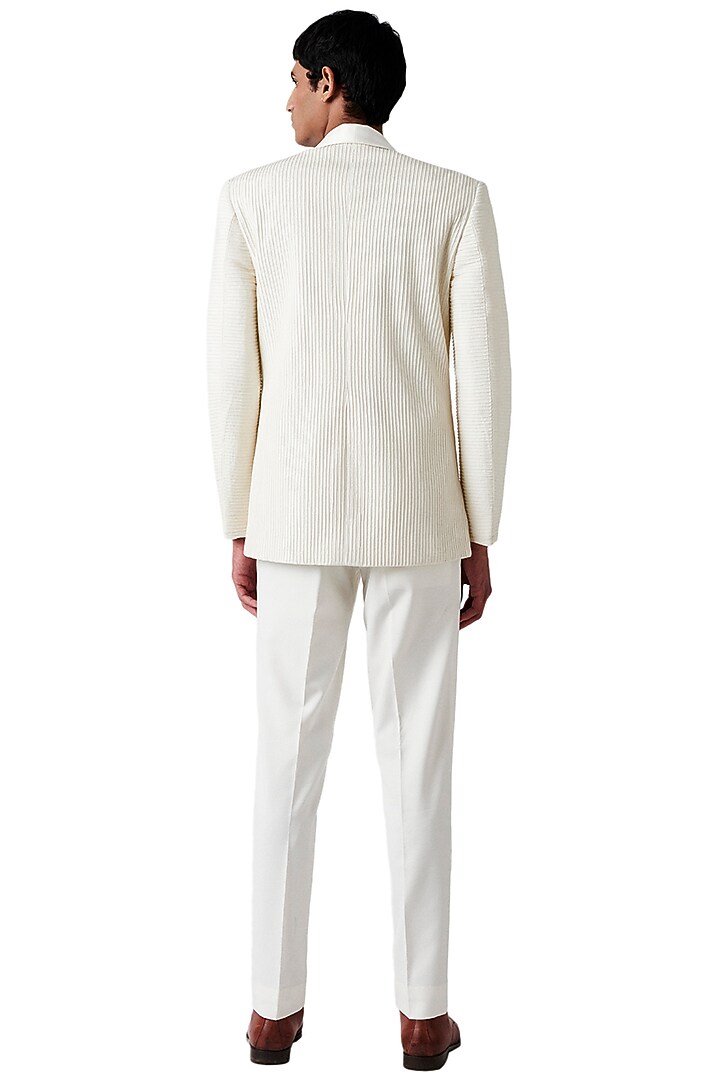 White Wool Blend Tuxedo Set by Amaare at Pernia's Pop Up Shop
