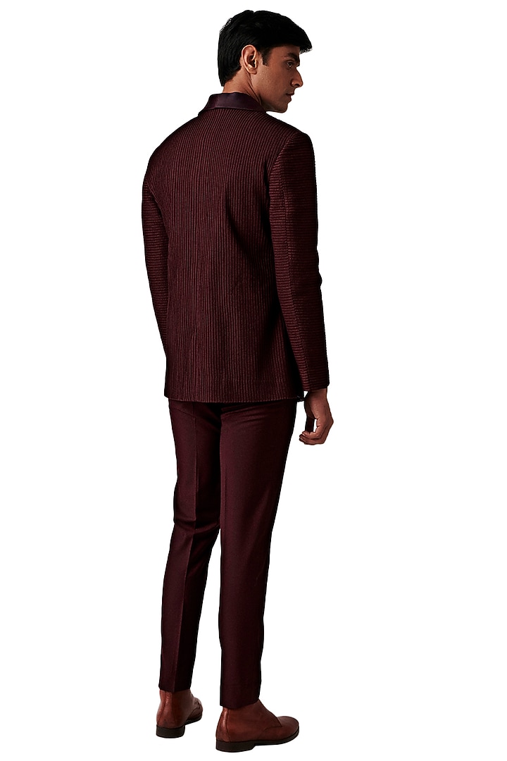 Wine Wool Blend Tuxedo Set by Amaare at Pernia's Pop Up Shop