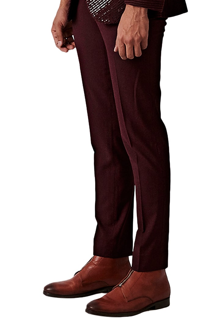Wine Wool Blend Tuxedo Set by Amaare at Pernia's Pop Up Shop