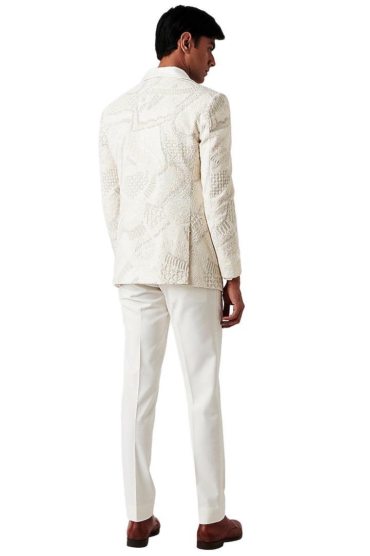 White Embroidered Tuxedo Set by Amaare at Pernia's Pop Up Shop