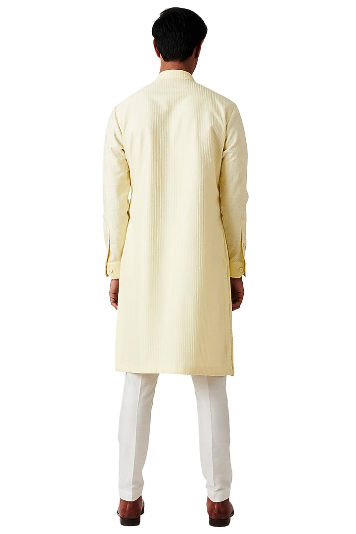 Lime Wool Blend Embroidered Kurta Set by Amaare at Pernia's Pop Up Shop