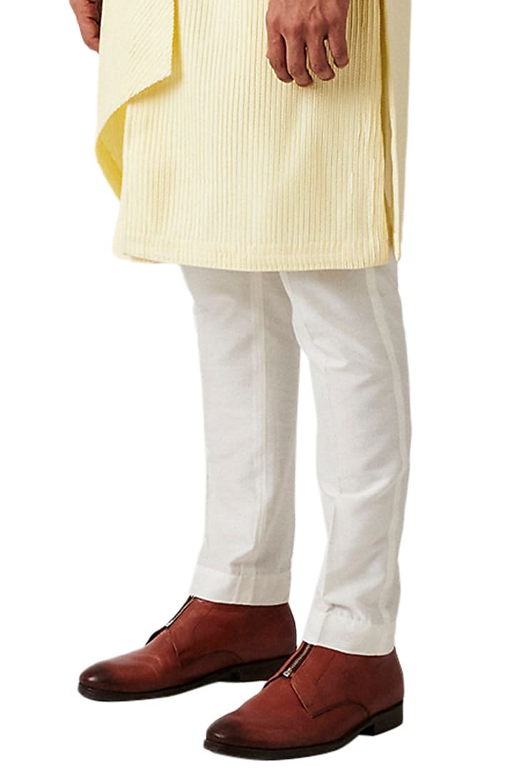 Lime Wool Blend Embroidered Kurta Set by Amaare at Pernia's Pop Up Shop