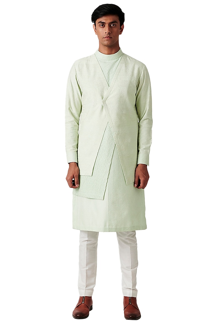 Pistachio Wool Kurta Set by Amaare