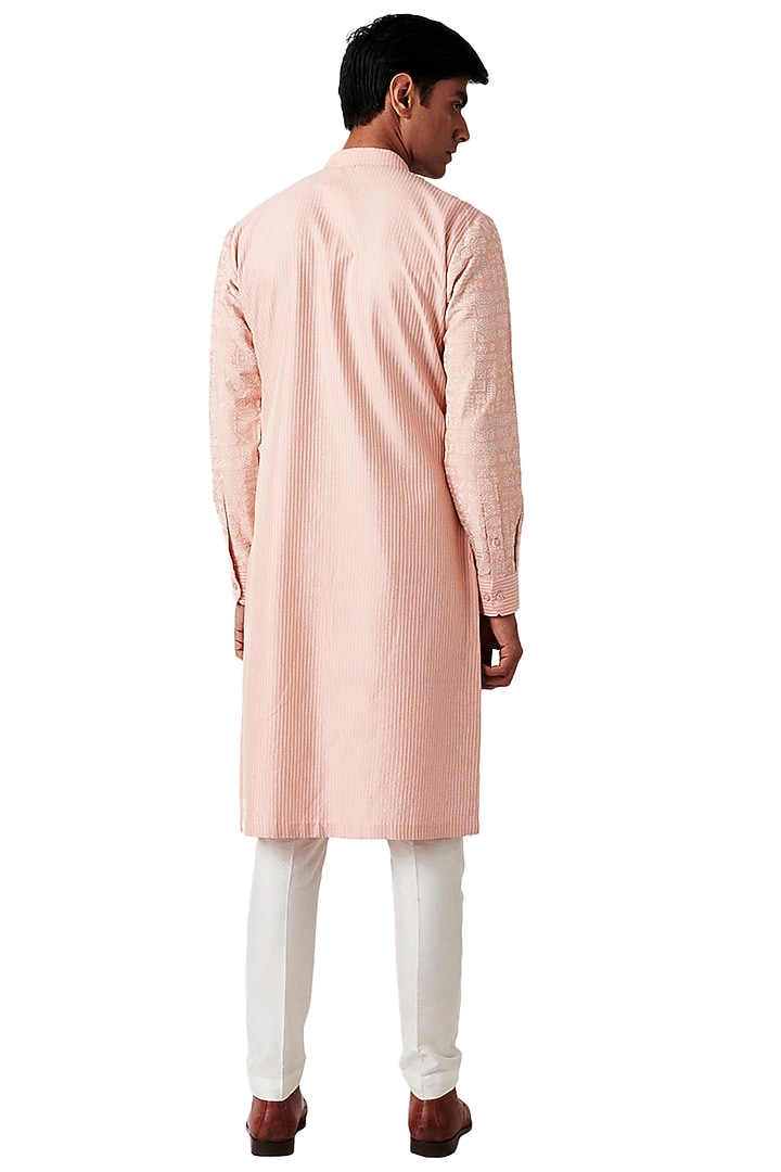 Salmon Wool Kurta Set by Amaare at Pernia's Pop Up Shop
