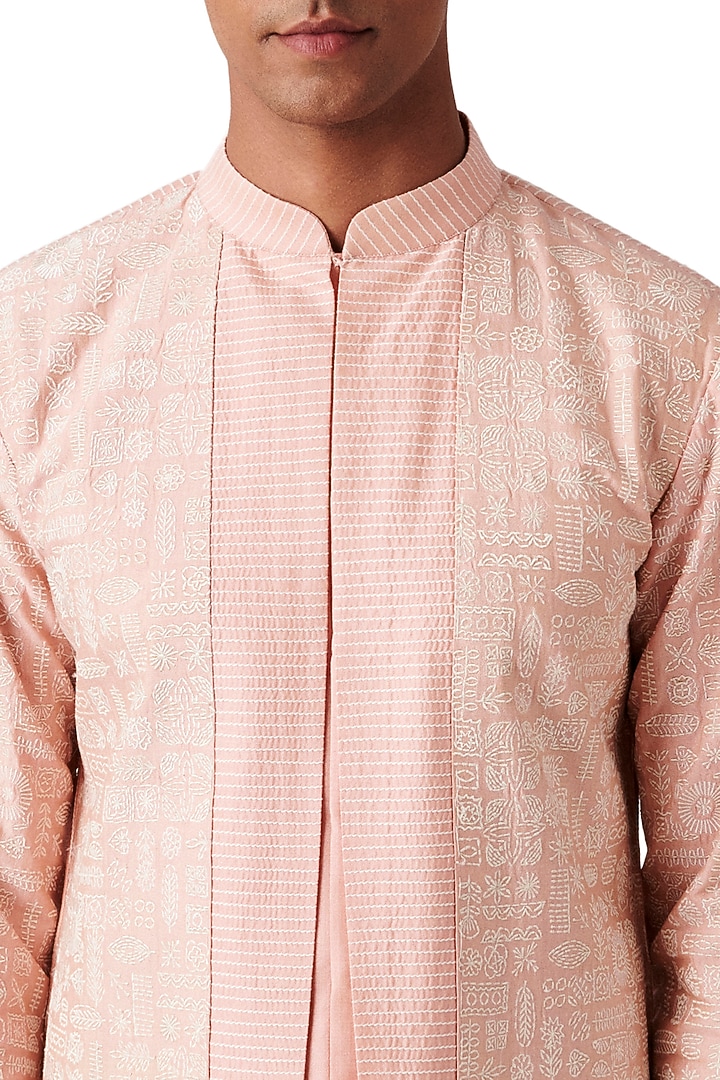 Salmon Wool Kurta Set by Amaare at Pernia's Pop Up Shop