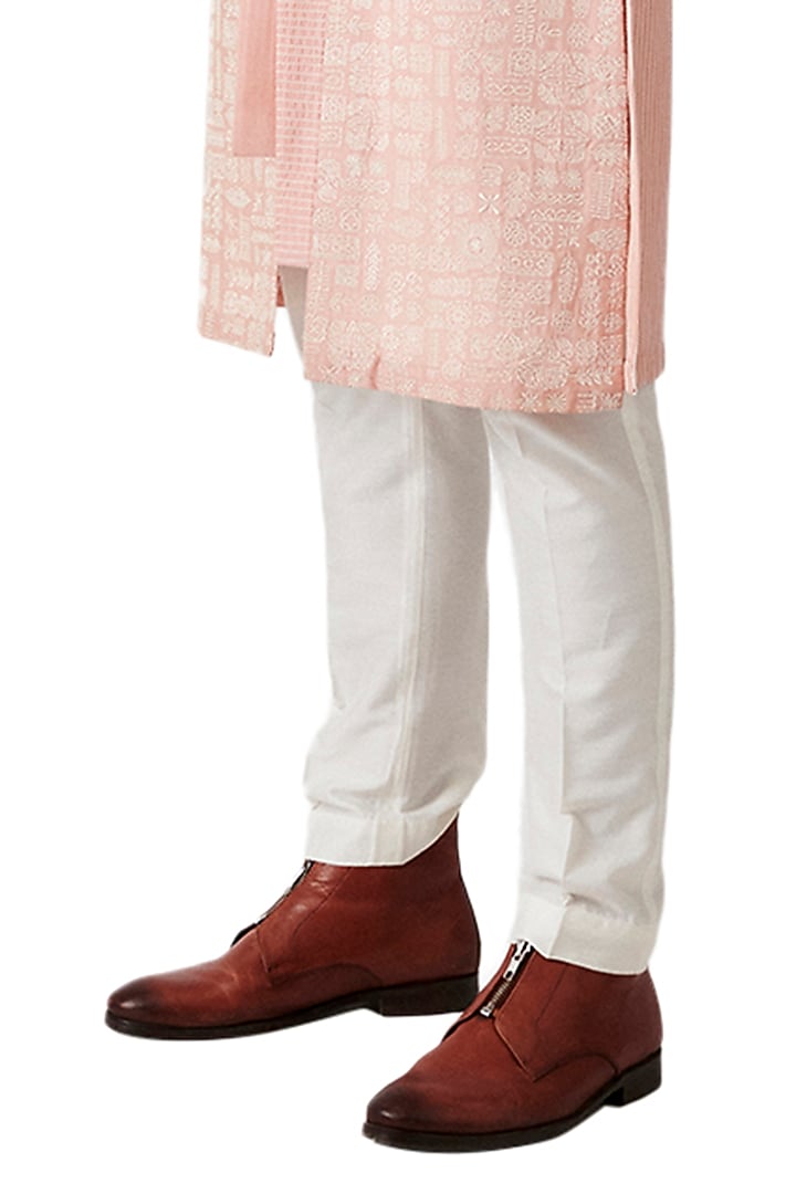 Salmon Wool Kurta Set by Amaare at Pernia's Pop Up Shop