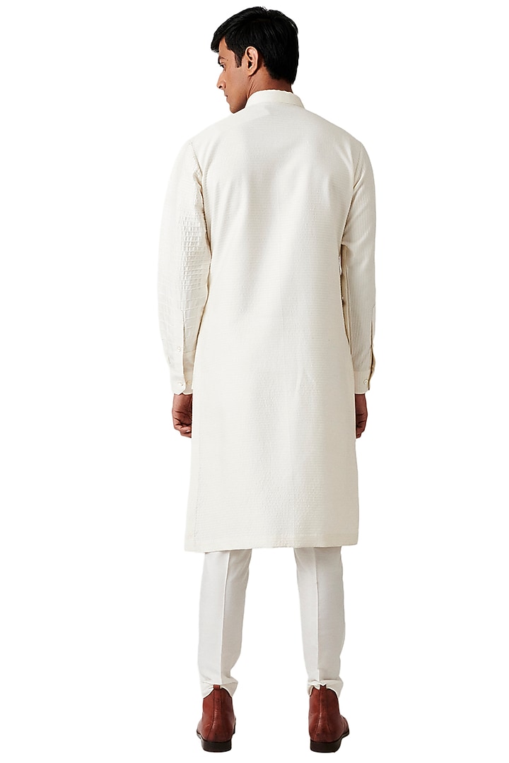Pearl White Wool Kurta Set by Amaare at Pernia's Pop Up Shop
