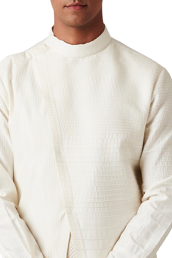 Pearl White Wool Kurta Set by Amaare at Pernia's Pop Up Shop